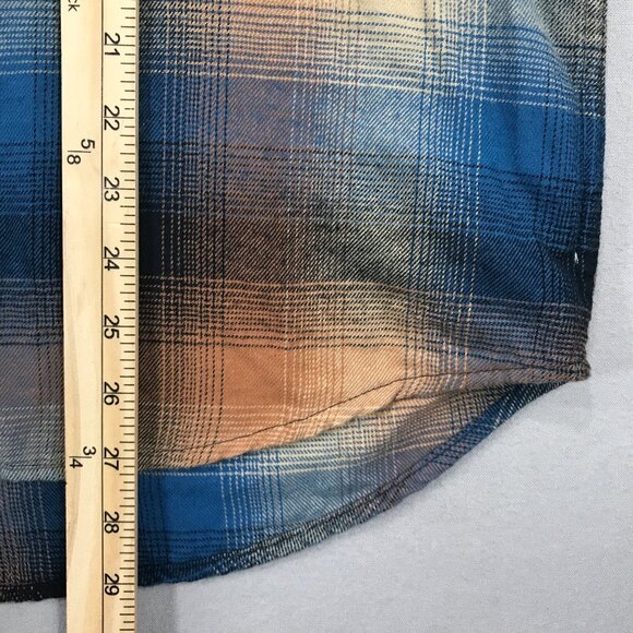 Valor Collective Shirt Men's Large Blue Plaid Hooded Flannel Long Sleeve Button - Picture 12 of 13